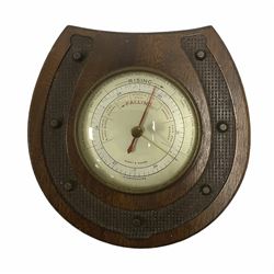 Short & Mason of London Stormoguide barometer, mounted on mahogany horseshoe shaped plaque, L17cm