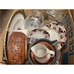 Royal staffordshire tea wares, together with Royal Doulton Tapestry pattern jug, collection of studio pottery and other collectables, two boxes 