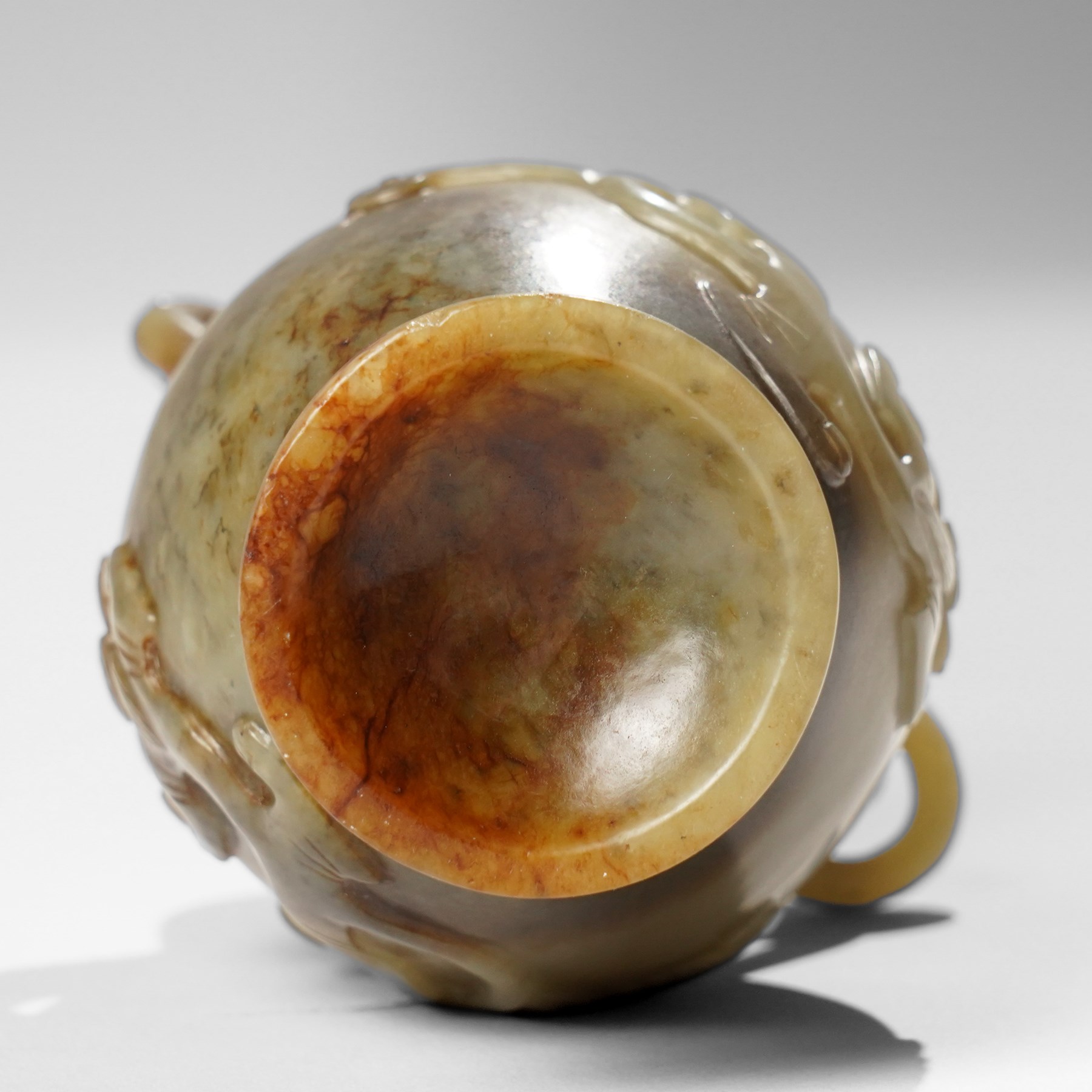Chinese greenstone covered vase, H14.5cm 