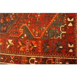  Caucasian multicoloured rug central medallion field with repeating border, 247cm x 150cm  