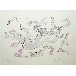 Sir Quentin Blake (British 1932-): 'Life Under Water' (Purple), limited edition colour scr...