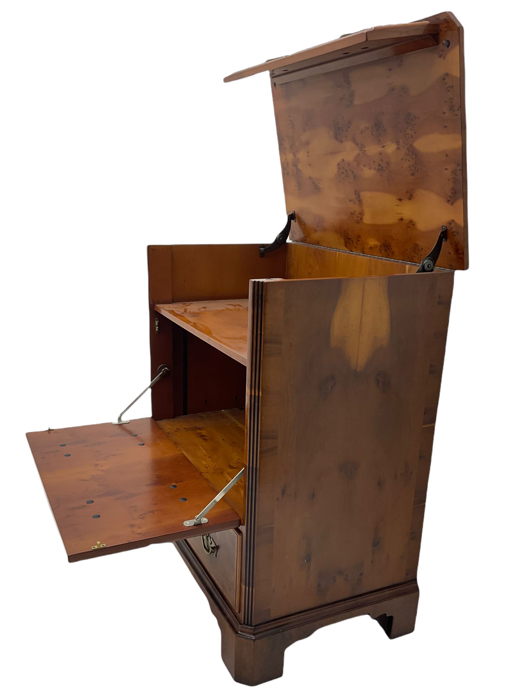 Queen Anne style yew wood, HIFI / TV cabinet, chest 