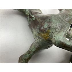 Chinese bronzed Flying Horse of Gansu, modelled upon a flying swallow, H16cm