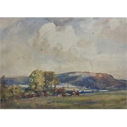 John William Howey (Staithes Group 1873-1938): 'Hambleton Hills - Thirlby', watercolour signed and dated 1923, titled in a later hand verso 26.5cm x 36cm