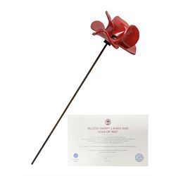 Paul Cummins (b 1977) ceramic poppy from the poppy art installation 'Blood Swept Lands and Seas of Red' at the tower of London with certification of authenticity