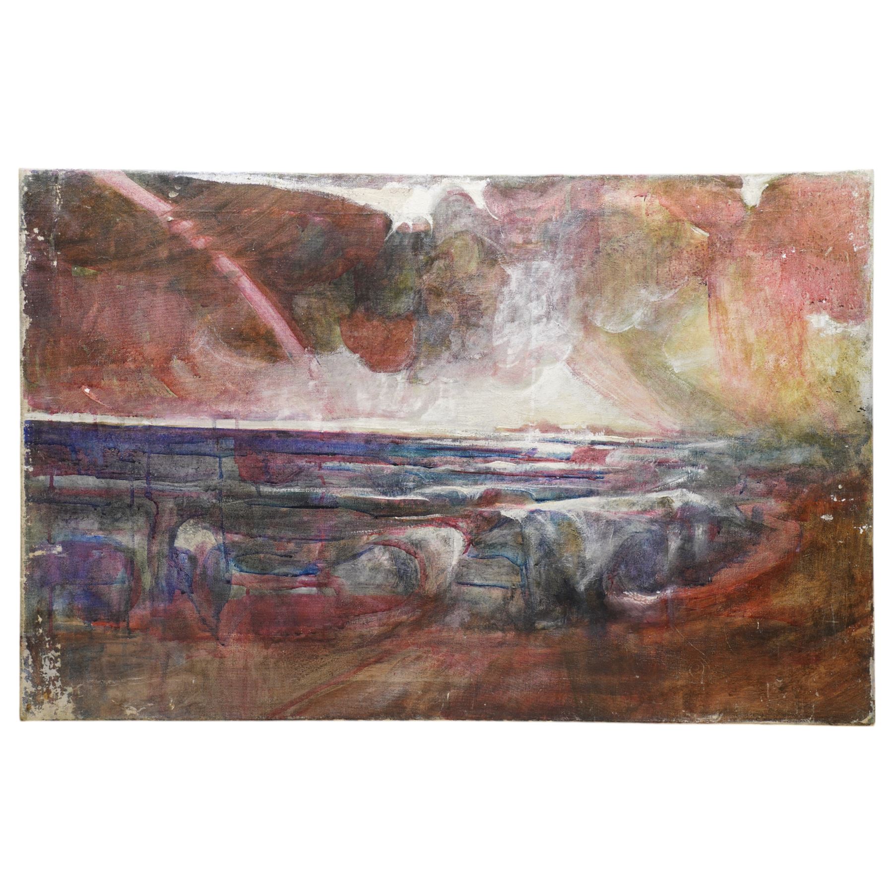 John Gilbey Bowles (British 1929-2011): Stormy Seas and Skies, oil on canvas unsigned 62cm x 94m (unframed)
Provenance: direct from the family of the artist