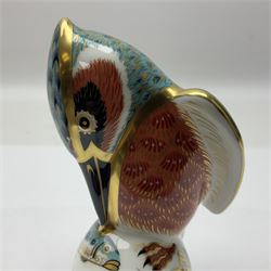 Two Royal Crown Derby paperweights, comprising Kingfisher, 2010 edition with gold stopper and Robin, with gold stopper