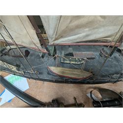 Late Victorian scratch built model of 18th century ship in full sail with the name Ann & Mary painted to the hull, upon a wooden stand, H128cm