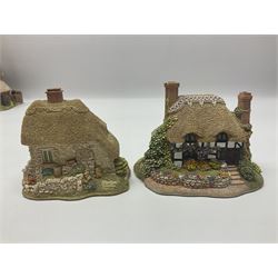 Ten Lilliput Lanes, comprising from Midlands Region Witham Delph, Jun and Disorderly, From South West Region Puffin Row, Moonlight Cove, The Cuddy, and from South West Region, The Rustlings, Saxton Cottage (1988), Marigold Meadow, Calendar Cottage and Little Lupins, all with boxes and deeds 