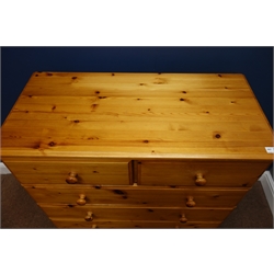  Pine chest with two short and four long drawers (W89cm, H97cm, D43cm), and a matching swing mirror   