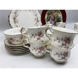 Paragon Victoriana Rose pattern tea service six and Paragon Country Lane pattern tea service for two and Vienna style plate