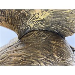 Large brass figure of an eagle on a branch, H51.5cm