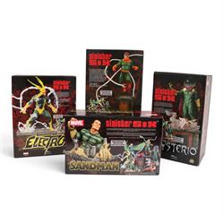 Four Diamond Select Toys Marvel Sinister Six figures, Mysterio, Doctor Octopus, Sandman and Electro, all boxed