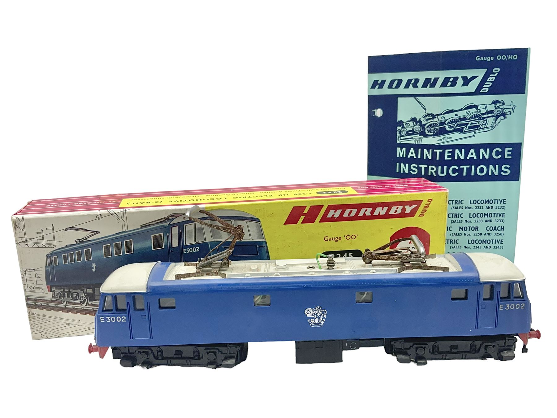Hornby Dublo - 2-Rail 2245 BR blue 3300 HP Electric pantograph locomotive No.E3002; boxed with maintenance instructions