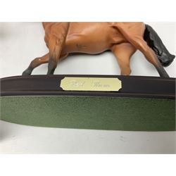 Collection of Beswick horse figures, to include Red Rum on a wooden plinth,  Lammtarra on oval plinth, Morgan Horse Black and three others, together with Royal Daulton Appaloosa Foal and a USSR horse