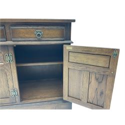 Old Charm Tudor style oak three drawer sideboard