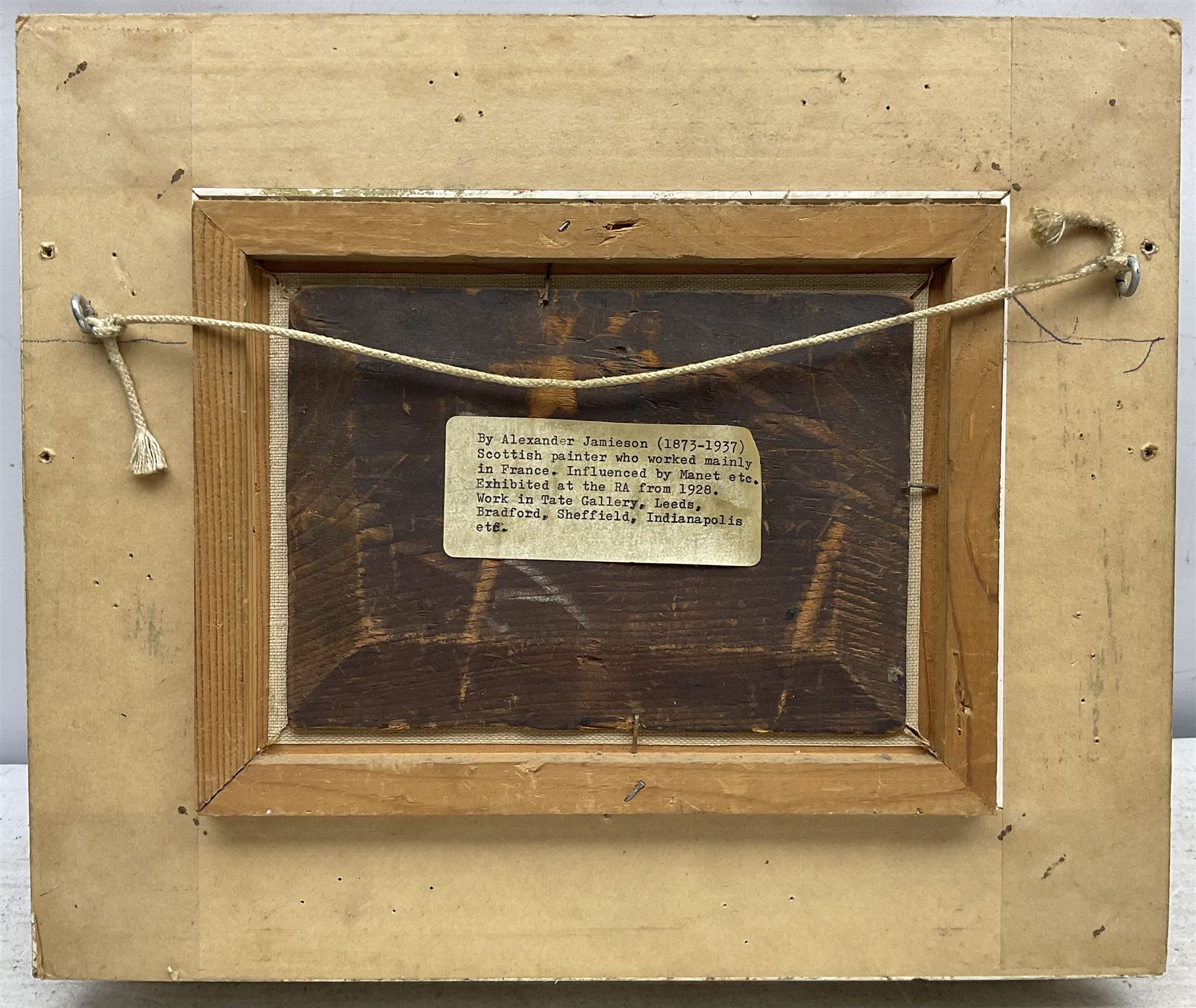 Alexander Jamieson (Scottish 1873-1937): A French Quayside, oil on panel unsigned 12cm x 18cm