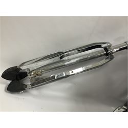 Pearl Vision SST Birch Ply shell four-piece drum kit in black comprising bass drum with foot pedal and three graduated toms; together with Pearl Custom Alloy Sensitone steel snare drum, drum and cymbal stands, microphone stand, stool and various drum sticks 