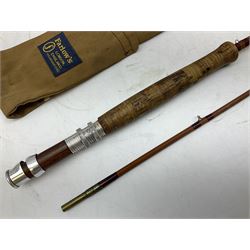 'The Scottie' 9ft 6inch split cane two piece fly fishing rod, housed in a Farlow's London rod bag