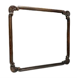 Victorian rosewood wall mirror, with moulded scroll frame and shell carved corners, H18.7cm