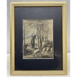 Jean-François Millet (French 1814-1875): Shepherdess and Her Flock in the Shade of Trees, etching c.1854/55 signed in the plate 24cm x 18.5cm
Provenance: private collection, purchased David Duggleby Ltd 18th June 2021 Lot 170