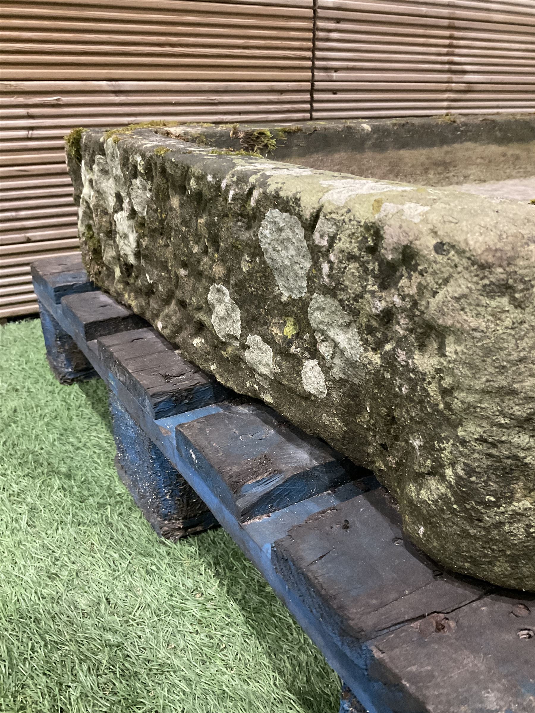 19th century shallow carved stone trough - THIS LOT IS TO BE COLLECTED BY APPOINTMENT FROM DUGGLEBY STORAGE, GREAT HILL, EASTFIELD, SCARBOROUGH, YO11 3TX