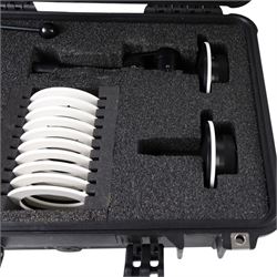 Arri FF5 Follow Focus Kit, comprising follow focus adapters for 19mm and 15mm rods, left side and right sides knobs, twelve marking discs, short whip with knob and toffee hammer, contained within a Peli 1500 case