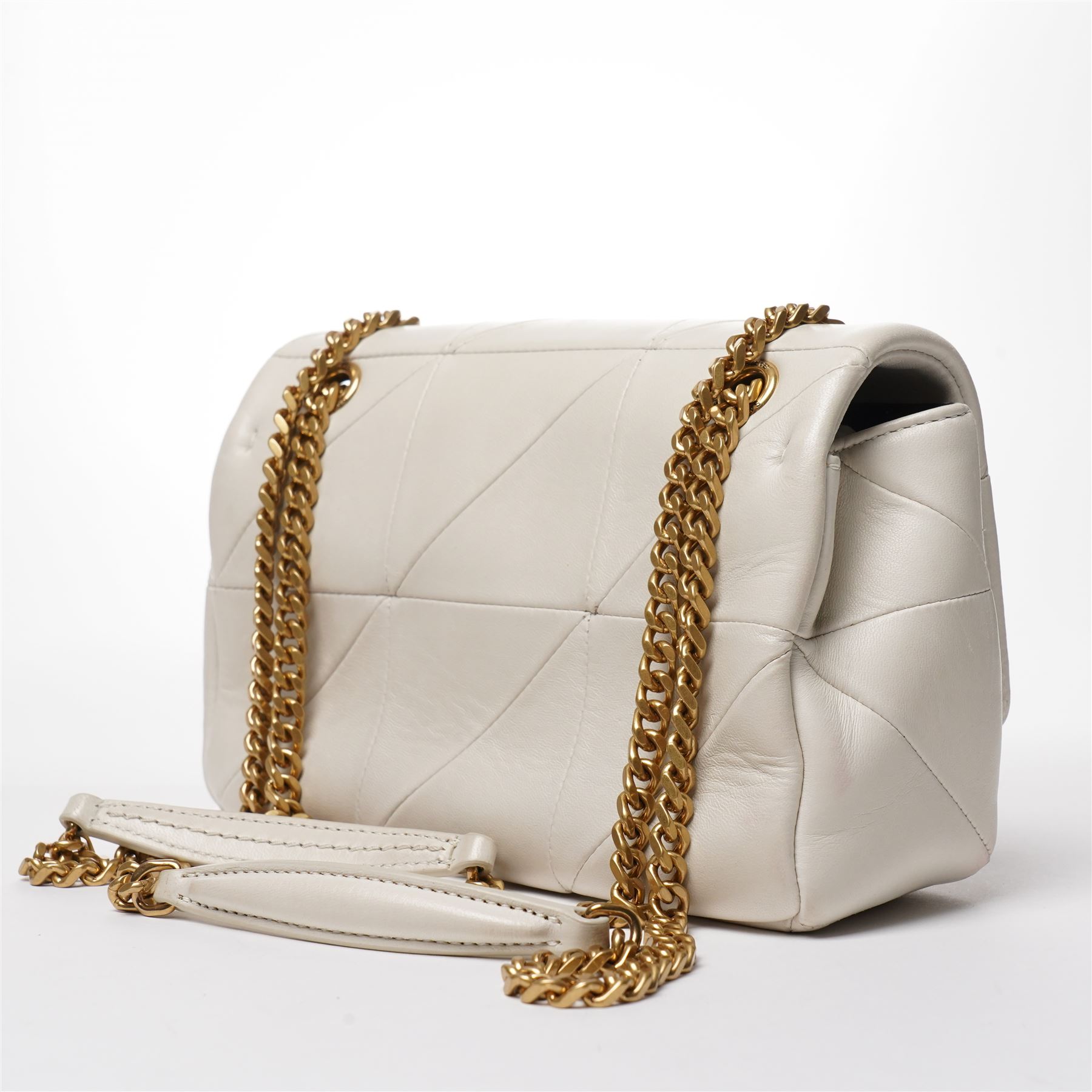 Saint Laurent - ‘Jamie 4.3’ Mini Shoulder Bag, in pale cream quilted lambskin leather, with oversized YSL Cassandre logo, gold-tone hardware and chain and leather shoulder strap, unused with original box and dust bag