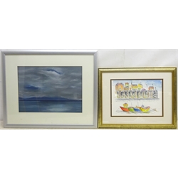 Harry Hallam (British Contemporary): 'All Ashore', watercolour signed and dated June '02, titled verso, and Pam Troon (British Contemporary): 'Cloudy Night', pastel signed and titled verso, max 26cm x 36cm (2)