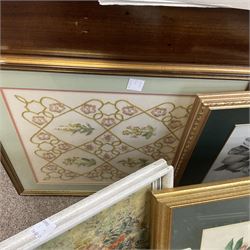 Various framed pictures and prints and needlework etc