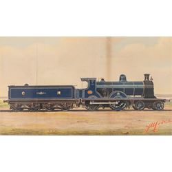 After Edwin Thomas Rudd (British 1861-1940): An East Coast Flier, Great Western Railway no. 3047 'Lord of the Isles', Midland Railway no. 116 and Caledonian Railway no. 769, four coloured prints max 21.5cm x 37.5cm (4)