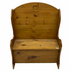 Solid pine hall bench with hinged seat