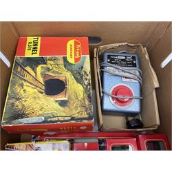 Tri-ang - quantity of '00' gauge model railway and Minic Motorways slot-racing items including Class B12 4-6-0 locomotive No.61572; boxed; seven goods wagons in five boxes; R576 Tunnel and Island Platform Set; both boxed; quantity of track and power unit; four Minic Cars and two controllers; boxed Customs Barrier and Frontier Post Set; railway car transporter and car loading ramp; quantity of track and trackside accessories; and boxed Car-Play Filling Station Set