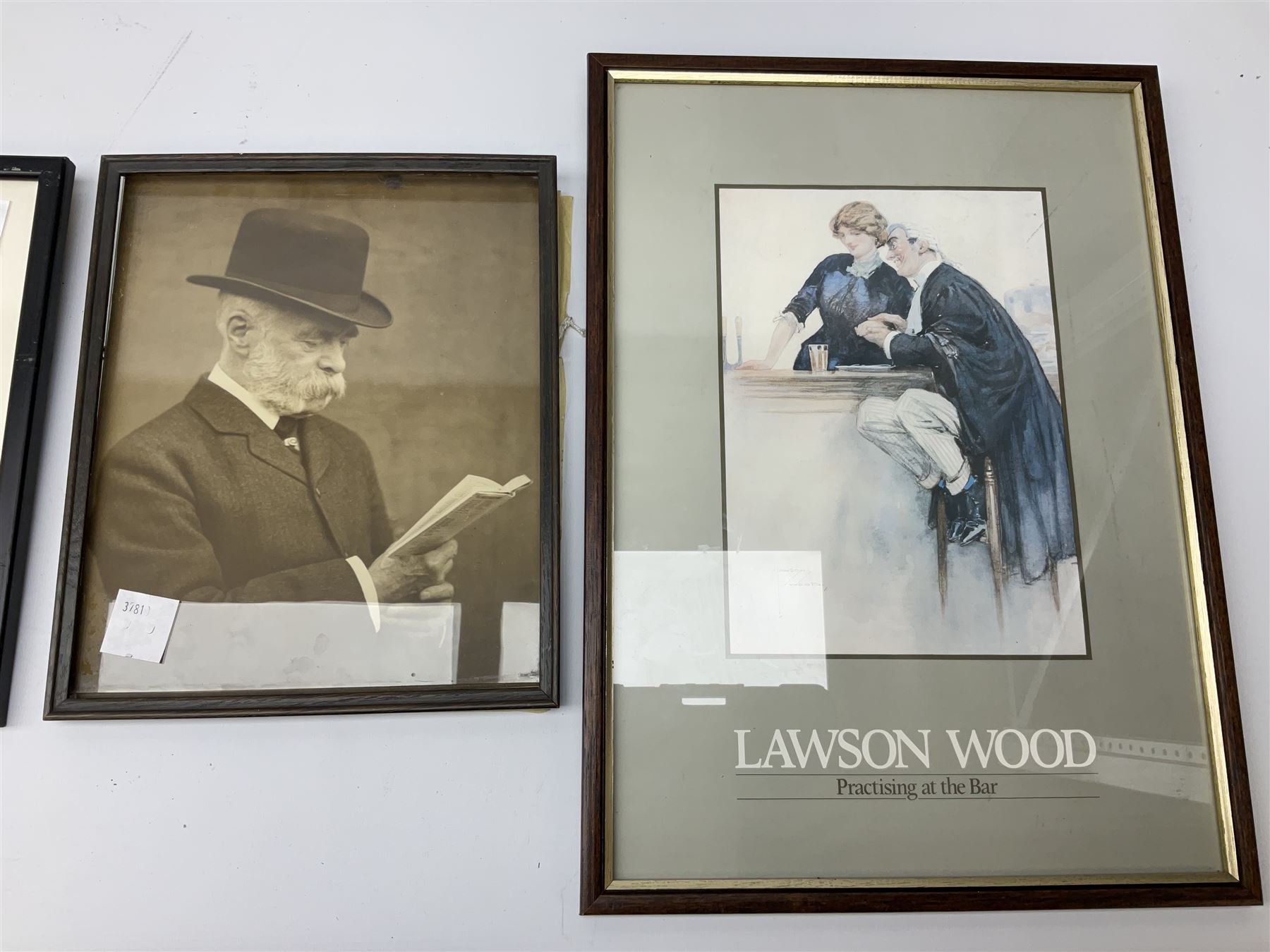 After Tony Kentuck set four courtroom cartoon prints, together with vintage reproduction of 19th Century advert, and further cartoons and prints (15)