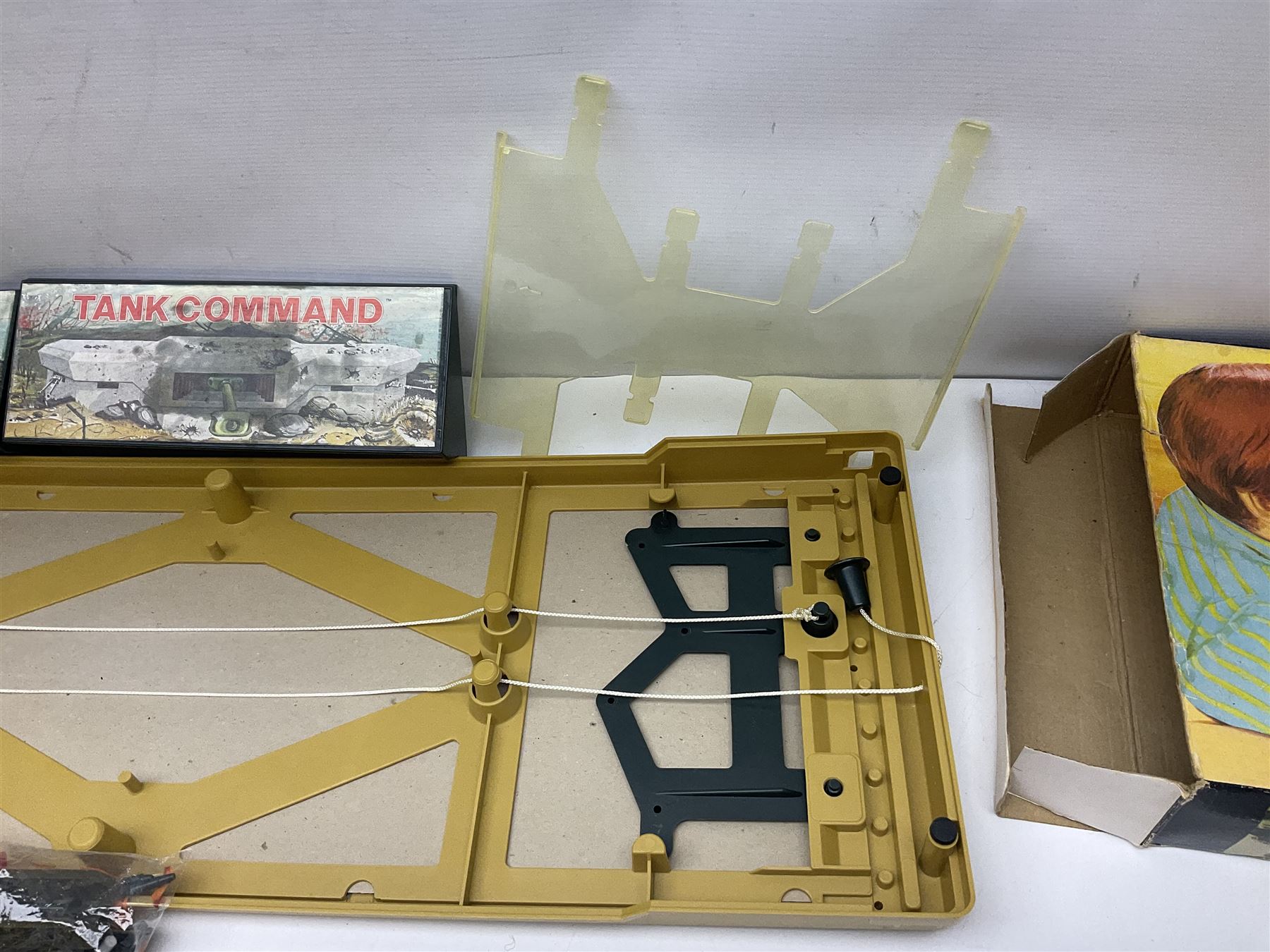 Ideal 'Tank Command' battle action game; boxed; Kay 'Pin Football' bagatelle game; Coleco Cabbage Patch Kids 'Carita Aleen' doll; boxed with certificate; and Palitoy composition head and body doll; boxed (4)