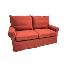 Multi-York - traditional shape two seat metal action sofa bed, upholstered in red patterned fabric