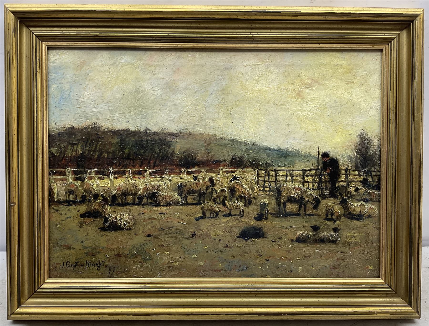 John William Buxton Knight RBA (British 1842-1908): Shepherd and his Flock, oil on canvas signed and dated '99, 35cm x 51cm 
Provenance: private collection, purchased Tennants Auctioneers 25th March 2011 Lot 858