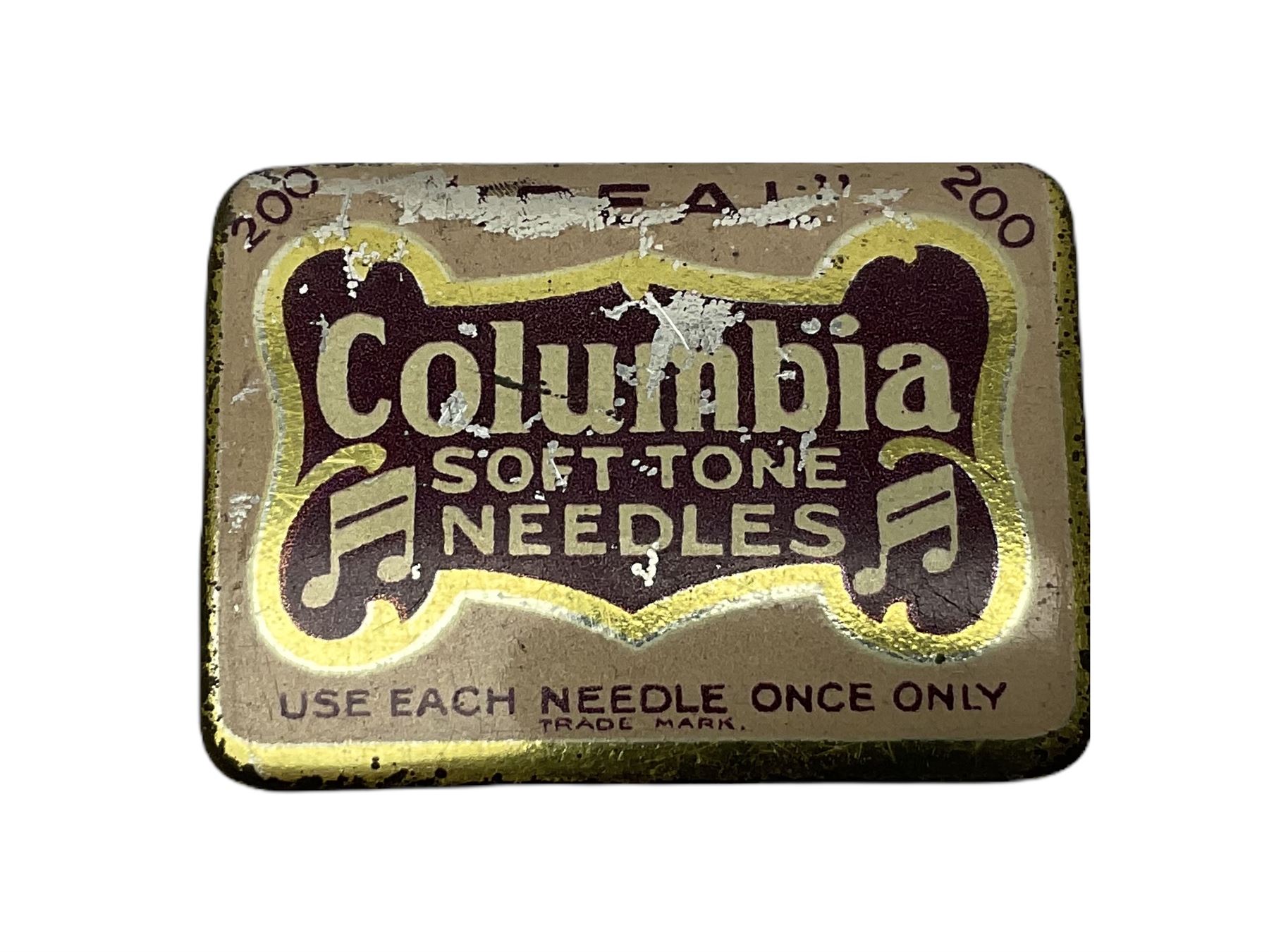 Early 20th century oak cased gramophone, the motor marked 'Garrard No.20 REF No.1030', with ribbed oak horn, base 30cm square; with one 78rpm record and Columbia tin of needles