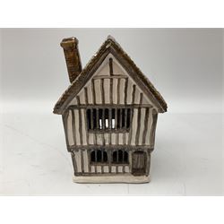 Staffordshire cottage, cottage money box and further Tudor style Dorothy Murrey house, tallest example H16cm