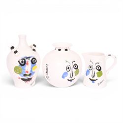 Picasso Masterpiece Editions, two vases and a jug of Living Face, 1963, printed marks beneath and dated 1996, largest H33cm