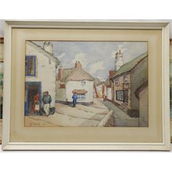 S Thompson (British 20th century): 'Polperro' and 'Looe' Cornwall, pair watercolours signed titled and dated '71, 22cm x 38cm; Margaret Crowther (British early 20th century): 'Clovelly', watercolour signed titled and dated 1937 32cm x 45cm (3)
