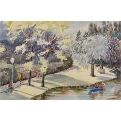 J Anderton (Northern British 20th Century): 'Peasholm Park - Scarborough' and the 'Scarborough' Boat Race, two watercolours signed, one dated 1972, max 24cm x 37cm (2)