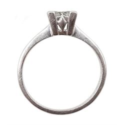 Platinum four stone princess cut diamond ring, hallmarked, total diamond weight approx 0.50 carat