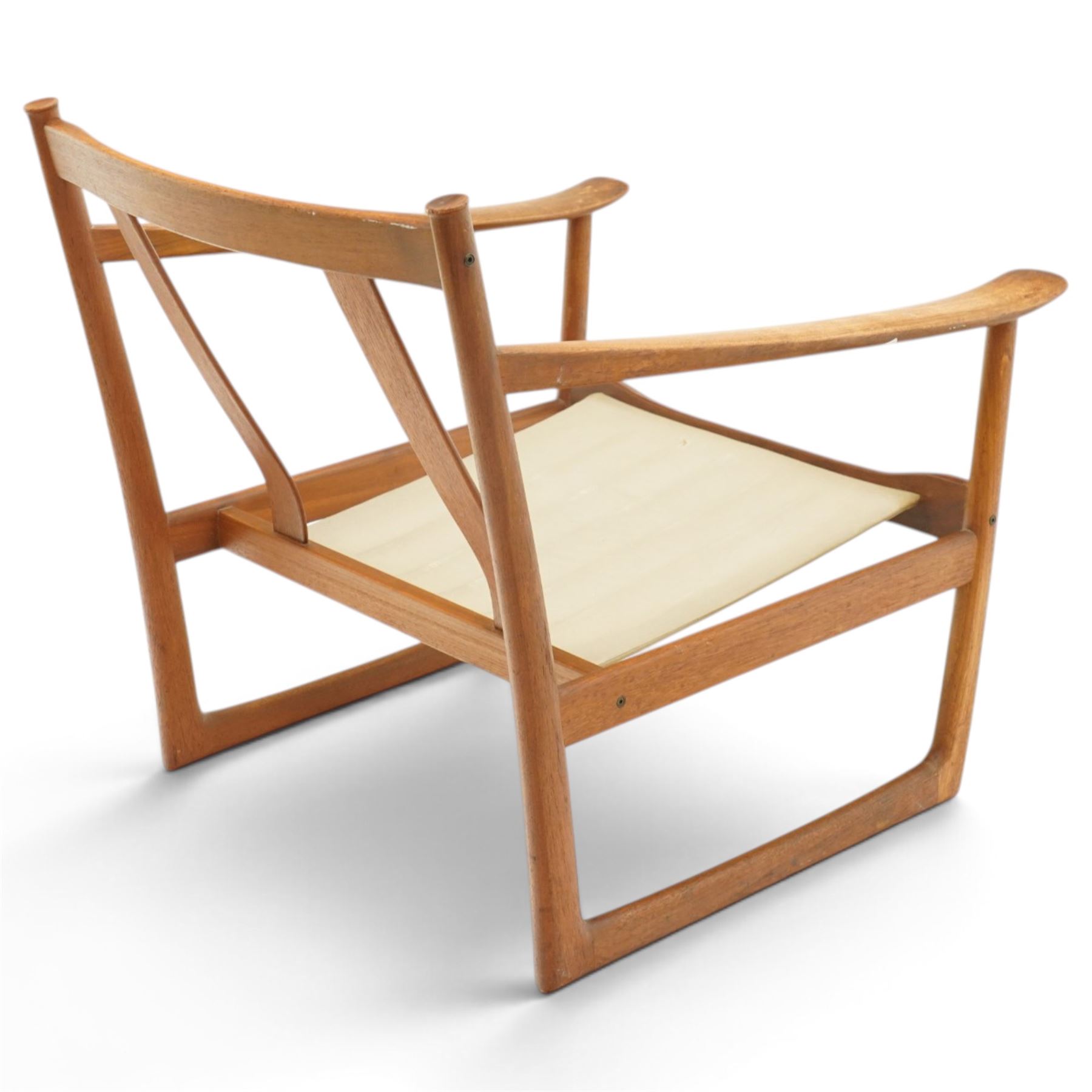  Peter Hvidt and Orla Molgaard-Nielsen for France & Sons - pair of Model FD-130 teak framed easy armchairs, with green upholstered loose cushions 
