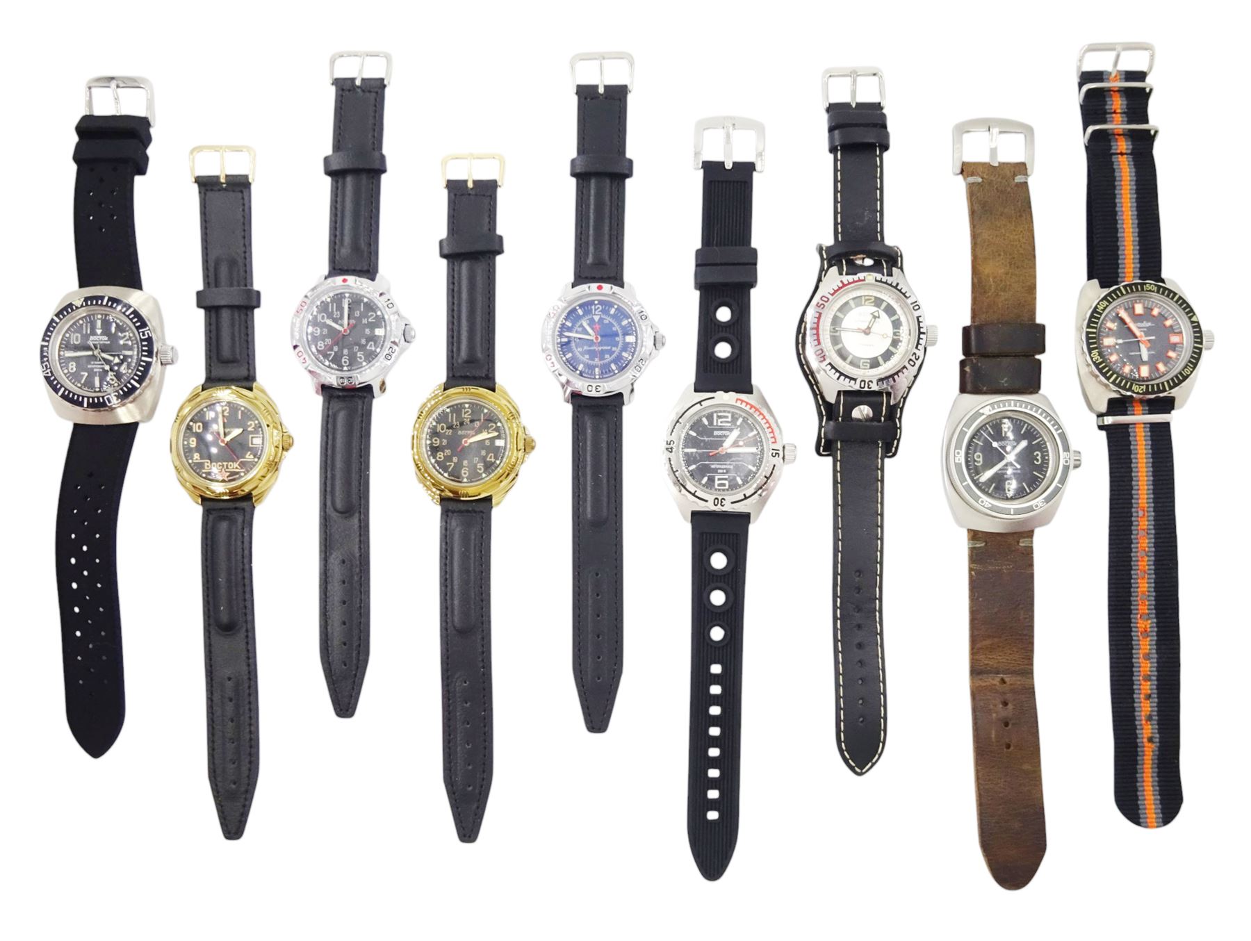 Boctok twenty-one stainless steel wristwatches including Ampibia, Komandirskie and divers, automatic and manual wind movements