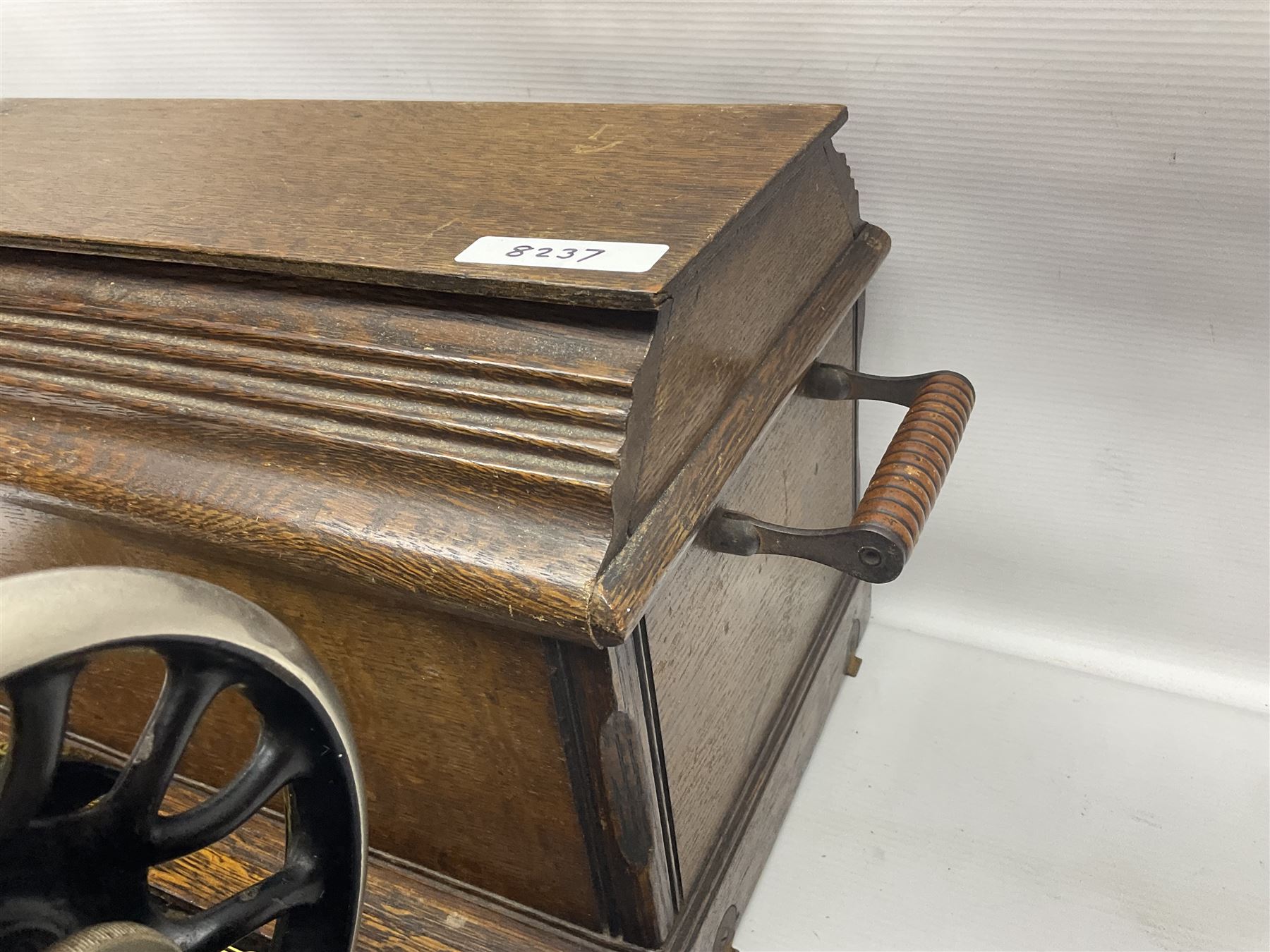 Singer 66 sewing machine in wooden case, together with an LG DVD player with speakers, two portable DVD players, etc 