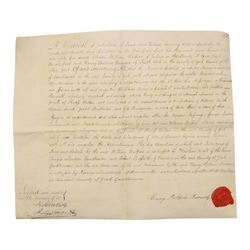 Boldero/Barnard family and Cave Castle estate interest - collection of 18th century vellum indentures and legal documents relating to the Boldero and Barnard families, including York city property in St Helen’s, Stonegate and Swinegate, the manor of Cornbrough in the parish of Sheriff Hutton, and later Henry Boldero Barnard of Cave Castle estate papers, with parties including Robert Fairfax, Jonathan Barnard, John Kilvington and John Lund, dated 1716-1786, with wax seals (approx. 15)
