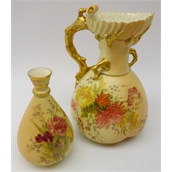  Royal Worcester blush ivory jug no. 1507, H21.5 and vase no. 1092 (2)  