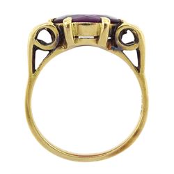 18ct gold single stone round cut garnet ring, stamped