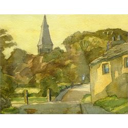 Leonard Orsini Bussey (British 1905-1994): 'St Margaret's Church from Hall Lane' Horsforth, Leeds, watercolour signed and titled verso with artist's address 24cm x 30cm